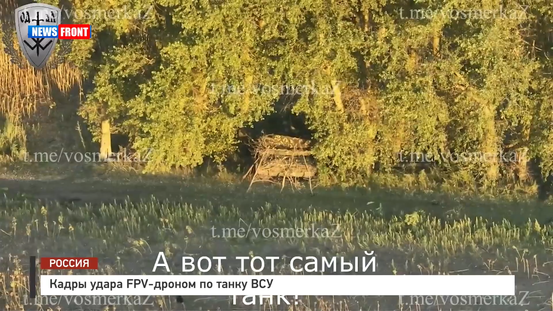 Кадры удара FPV-дроном по танку ВСУ